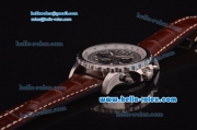 Breitling Chronospace Chronograph Swiss Valjoux 7750 Automatic Steel Case with Grey Dial and Brown Leather Strap