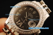 Rolex Datejust Automatic Movement ETA Coating Case with Chocolate Dial and Diamond Bezel