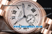 Cartier Cle de Cartier Asia ST16 Automatic Rose Gold Case with White Dial Two Tone Bracelet and Diamonds Bezel