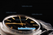 Rolex Milgauss Precision Automatic Movement Silver Case with Rose Gold Stick Markers-Black Dial and SS Strap