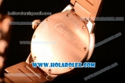 Cartier Rotonde De Miyota Quartz Rose Gold Case/Bracelet with Black Dial and Diamonds Bezel