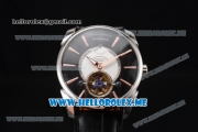 Parmigiani Tonda Tourbillon Asia ST25 Automatic Steel Case with Black Dial and Black Leather Strap Rose Gold Markers