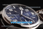 IWC Big Pilot Clone IWC 51111 Automatic Steel Case with Blue Dial White Hands and Brown Leather Strap Arabic Numeral Markers