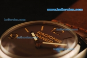 Panerai Radiomir Pam 210 Swiss ETA 6497 Manual Winding Steel Case with Brown Dial and Brown Leather Strap