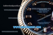 Rolex Day-Date Swiss ETA 2836 Automatic Rose Gold Case with Blue Dial Diamonds Markers and Rose Gold Bracelet (BP)