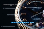 Rolex Day-Date Swiss ETA 2836 Automatic 18K Rose Gold Case with Blue Dial Diamonds Markers and 18K Rose Gold Bracelet (BP)