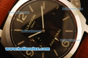 Panerai Luminor 1950 3 Days GMT Pam 320 Swiss Valjoux 7750 Automatic Steel Case with Green Markers and Brown Leather Strap