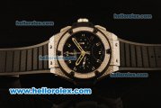 Hublot Big Bang Bezel Swiss Valjoux 7750 Automatic Steel Case with Diamond Bezel and Black Dial-Black Rubber Strap