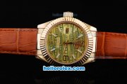 Rolex Datejust Automatic Gold Case with Yellow Dial-Leather Strap