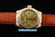 Rolex Datejust Automatic Gold Case with Yellow Dial-Leather Strap Rolex Datejust Automatic Gold Case with Yellow Dial-Leather Strap