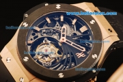 Hublot Big Bang Skeleton Swiss Tourbillon Manual Winding Movement Rose Gold Case with Black Rubber Strap