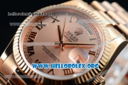 Rolex Day-Date Swiss ETA 2836 Automatic 18K Rose Gold Case with Rose Gold Dial Roman Numeral Markers and 18K Rose Gold Bracelet (BP)