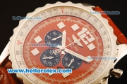 Breitling Chronospace Chronograph Quartz Steel Case and Brown Dial-Brwon Leather Strap