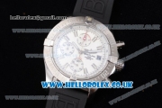 Breitling Avenger Seawolf Chrono Miyota OS10 Quartz Steel Case with White Dial Black Rubber Strap and Stick Markers