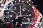 Rolex GMT Master Vintage Asia 2813 Automatic Full Steel with Black/Red Bezel and Black Dial-White Markers