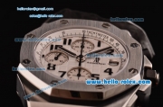 Audemars Piguet Royal Oak Offshore White Themes Swiss Valjoux 7750 Automatic Movement Full Steel with White Dial and Black Numeral Markers-Run 12 Second