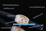 Franck Muller Chronometro Miyota Quartz Steel Case with Diamond Bezel Blue Leather Bracelet and Colorful Numeral Markers