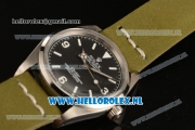 Rolex Explorer Cartier 2813 Auto Steel Case with Black Dial and Green Nylon Strap