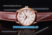 Omega Seamaster Aqua Terra 150 M Co-Axial Clone 8500 Automatic Rose Gold Case with White Dial Stick Markers and Brown Leather Strap (EF)