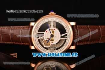 Cartier Rotonde De Cartier Asia Automatic Rose Gold Case with Black Skeleton Dial and White Inner Bezel