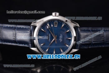 Omega Seamaster Aqua Terra 150 M Co-Axial Clone 8500 Automatic Steel Case with Blue Dial Stick Markers and Blue Leather Strap (EF)