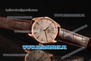 Omega De Ville Tresor Master Co-Axial Clone Omega 8801 Automatic Rose Gold Case with White Dial and Brown Leather Strap