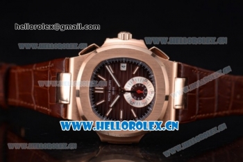 Patek Philippe Nautilus Clone PP 315 Automatic Rose Gold Case with Brown Dial Stick/Arabic Numeral Markers and Brown Leather Strap (BP)