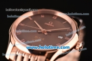 Omega De Ville Co-Axial Swiss ETA 2836 Automatic Rose Gold Case and Strap with Brown Dial