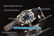 Roger Dubuis Excalibur Clone Roger Dubuis RD830 Automatic Steel Case with Blue Dial Stick Markers and Black Genuine Leather