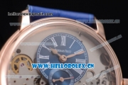 Audemars Piguet Jules Audemars Skeleton Tourbillon Asia ST25 Automatic Rose Gold Case Blue Dial Roman Numeral Markers and Blue Leather Strap