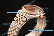 Rolex Datejust Asia 2813 Automatic Full Steel Case with Rose Gold/Diamond Bezel and White MOP Dial-Two Tone Strap