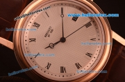 Breguet Classique 2813 Automatic Rose Gold Case with White Dial and Brown Leather Strap-ETA Coating