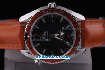 Omega Seamaster Planet Ocean Automatic with Orange Bezel and Leather Strap