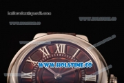 Cartier Ballon Bleu De Small Swiss Quartz Steel Case with Brown Dial White Roman Numeral Markers and Brown Leather Strap