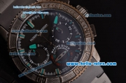 Ulysse Nardin Maxi Marine Chrono Japanese Miyota OS20 Quartz PVD Case with Black Rubber Strap and Black Dial