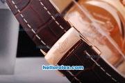 Breitling for Bentley Motors T Working Chronograph Rose Gold Case with White Dial Brown Leather Strap