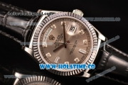 Rolex Day-Date Asia 2813/Swiss ETA 2836/Clone Rolex 3135 Automatic Steel Case with Grey Dial and Diamonds Markers (BP)