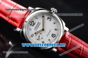 Panerai Luminor Marina 1950 3 Days Automatic PAM00523 Asia ST25 Automatic Steel Case with White Dial and Red Leather Strap Arabic Numeral Markers
