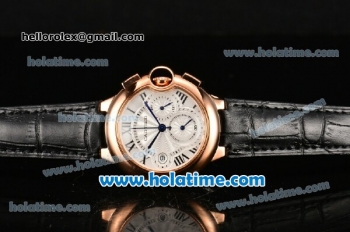 Cartier Ballon Bleu De Medium Chrono Miyota Quartz Rose Gold Case with White Dial and Roman Numeral Markers