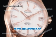 Omega Seamaster Aqua Terra 150 M Co-Axial Clone 8500 Automatic Rose Gold Case with White Dial Stick Markers and Brown Leather Strap (EF)