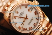 Rolex Datejust Automatic Movement Full Rose Gold with ETA Case and White Dial