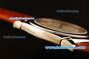 Rolex Cellini Swiss Quartz Steel Case with White Dial and Brown Leather Strap