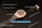 Hublot Classic Fusion Aerofusion Chronograph Orlinski Japanese Miyota OS20 Quartz Rose Gold Case with Black Dial Stick Markers and Black Rubber Strap