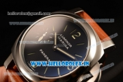 Panerai Marina Swiss ETA 6497 Manual Winding Steel Case Black Dial Stick/Arabic Numeral Markers With Steel Bezel Brown Leahter Strap (Luminor Marina Fu)