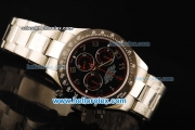 Rolex Daytona Chronograph Swiss Valjoux 7750 Automatic Movement Steel Case with Black Dial and Arabic Numerals-Steel Strap