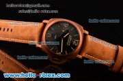 Panerai Luminor 1950 3 Days Clone P.3000 Manual Winding Brown PVD Case with Black Dial and Brown Leather Strap