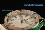 Hublot Big Bang King Swiss Quartz Movement Steel Case with Diamond Bezel and Green Rubber Strap