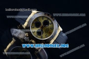 Rolex Daytona Chronograph Clone Rolex 4130 Automatic Yellow Gold Case with Yellow Gold Dial Stick Markers and Black Rubber Strap - 1:1 Original (AR)