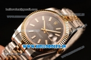 Rolex Datejust 37mm Swiss ETA 2836 Automatic Two Tone with Black Dial and Stick Markers