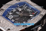 Richard Mille RM010 Miyota 9015 Automatic Steel/Diamonds Case with Skeleton Dial and Blue Inner Bezel